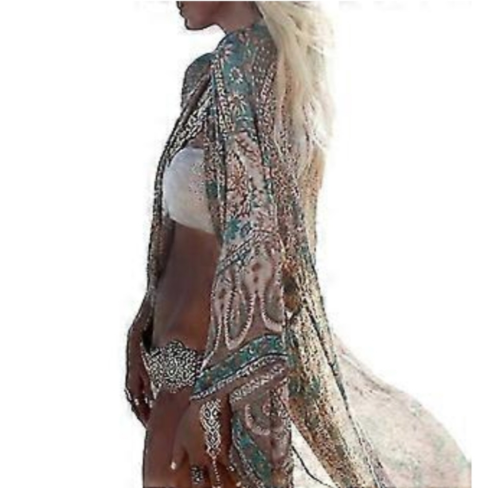 Boho Kimono Cover Duster Festival Floral